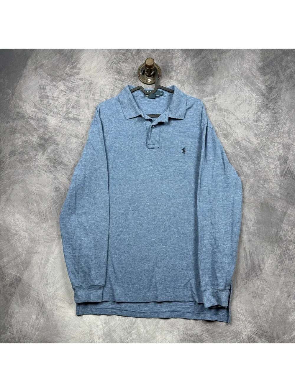 VTG Polo Ralph Lauren Long Sleeve Polo Shirt Mens L Blue